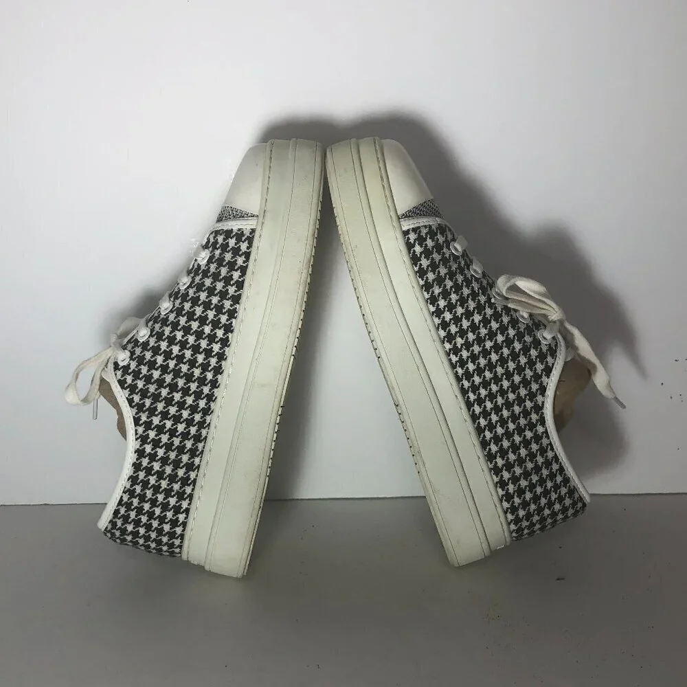 J/SLIDES NYC Nate Sneakers Women's Size 8.5 Black Houndstooth Platform Shoes